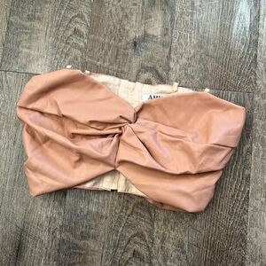 New! AMUR Faux Leather Twist Crop Top Size 2